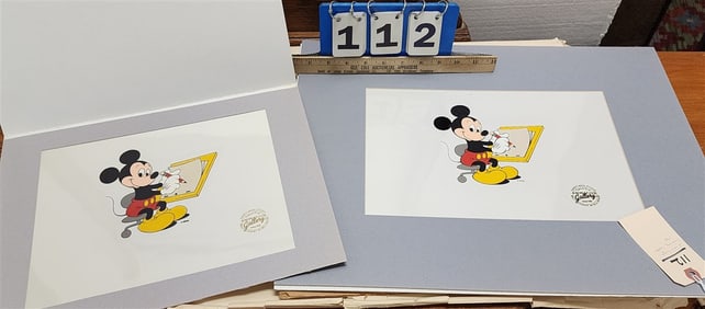 Lot 2 Mickey Mouse Cells Unframed 9" X 11" + 8 1/2" x 12 1/2" Limited 1989