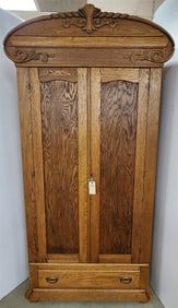 Oak Armoire 2 Door Over 1 Drawer 7'5" H X 44 1/2" W X 17" D