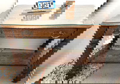 Oak 1 Drawer Library Table 30 1/2" H X 39 1/2" W X 25" D