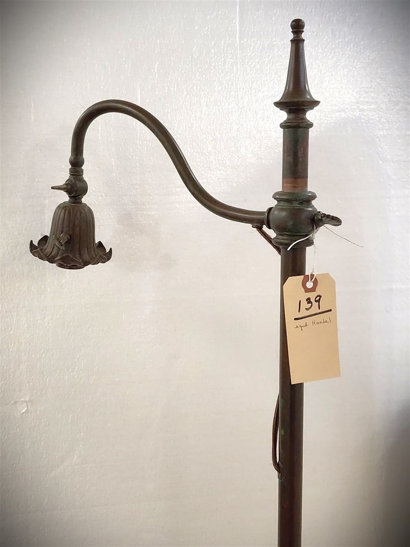 Vintage Sgnd Handel - Bronze Adjustable floor lamp base (1 of 3)