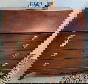 C 1820 Hepplwhite French Foot Cherry Slant Front Desk 44" H X 47 1/2" W X 23" D