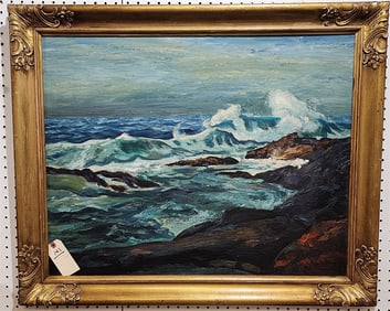 Framed O/B Seascape Sgnd Emile A. Gruppe 24" X 30" w/Frame 29" X 35"