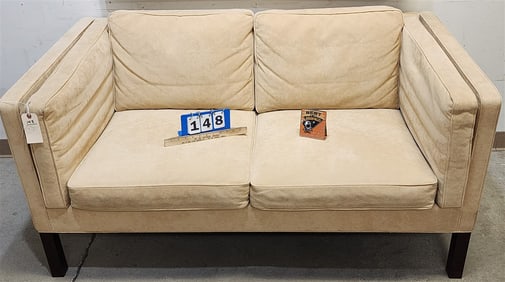 1975 Peter + Broge Mogensen For Frederica Model 2335 Cornflower Suede Two Seater Sofa 28 1/2" H X