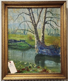 Framed O/C Landscape Sgnd Emile A. Gruppe 20" X 16 1/2" w/Frame 23 3/4" X 20"