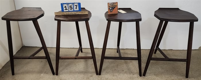 Set 4 Jordan Black Walnut Stools Made By N.Y. Heartwoods 25" H X 13 1/2" W X 12 1/2" D   In Manner