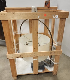 Crated Brass Frame Chandelier 41" H X 27" Diam.