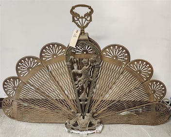 Brass Fan Fire Screen 34 1/2" H X 4' W