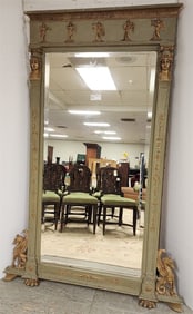 Neo Classical Ptd. Parcel Gilt Framed Bevelled Mirror 6'6" H X 53" W