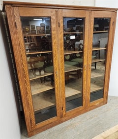Oak 3 Door Bookcase 5'5" H X 62" W X 18 1/4" D