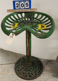 John Deere Cast Iron Tractor Seat Stool 26 1/2" H X 17 1/2" W X 13 1/2" D
