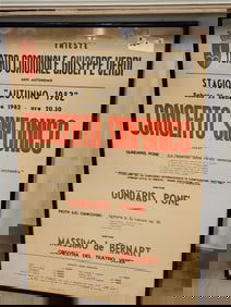 Framed 1982 Italian Opera Poster 38 1/2" X 25 1/2"