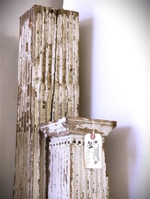 Lot 2 19th C Sq. Fluted Columns 7' H X 6" Sq. + 6'10" H X 6" Sq.