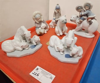 Tray + Pc. Lladro Polar Bear Figurines #5353, 2-1443, 215, 45 Etc.