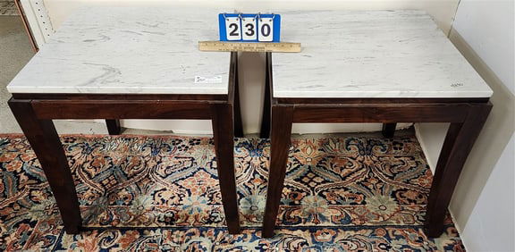 Pr. Rosewood Marble Top End Stands 23" H X 23" Sq.