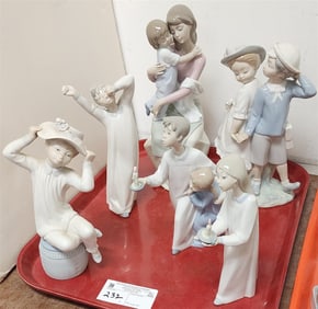 Tray 6 Lladro Figurines O2-M, 15, D2, O31M, 6634, G-235