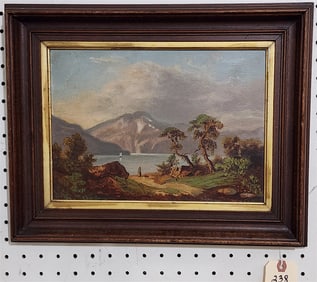Vict. Framed O/B Landscape Sgnd On Back Charles P. Shermerhorn 1875  9" X 12 1/2" w/Frame 13 1/2" X