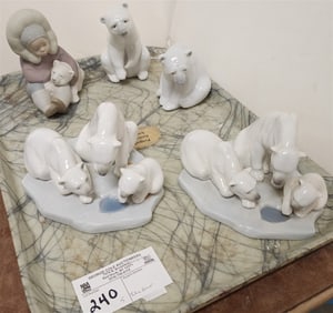 Tray 5 Lladro Polar Bear Figurines 2-1443, A5-N, 5, 1195
