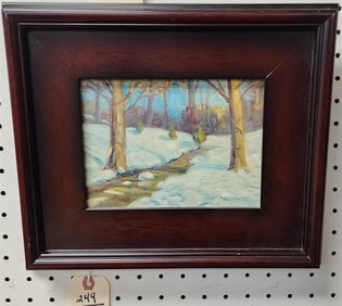 Framed O/B Winter Landscape Sgnd Kamp (Loiuse M) 6" X 8" w/Frame 11 1/2" X 13 1/2"