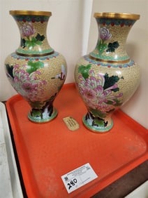 Tray Pr. Cloisonne 12 1/2" Vases