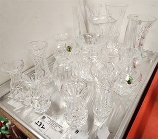 Tray 15 Pc. Waterford Vases