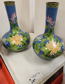 Tray Pr. Cloisonne Vases 13"