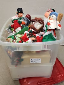 Tub 16 Annalee Christmas Figures + 4 Wooden Nut Cracker Figures