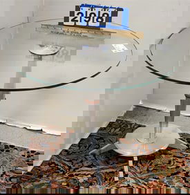 Alum. Base Glass Top Stand w/Bakelite Band 18 1/2" H X 24" Diam.