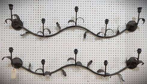 Pr. Metal 5 Light Wall Sconces 10 1/2" H 54" W