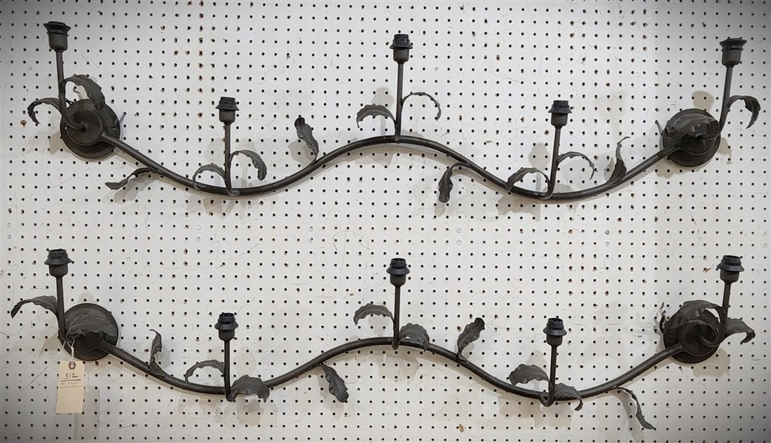 Pr. Metal 5 Light Wall Sconces 10 1/2" H 54" W (1 of 3)