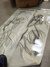 Bx 14 Paintings On Plastic Sgnd Marilyn Kalish 44" X 14 1/2"