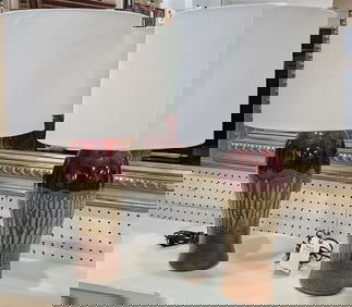 Pr. Glazed Pottery Lamps 24 1/2" H