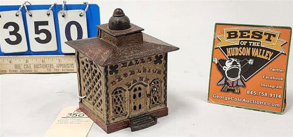 Vintage Halls Excelsior Still Bank - Cast Iron 5 1/2"  X 4" Sq.