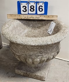 Cast Cement Urn 12" H X 15" Diam.