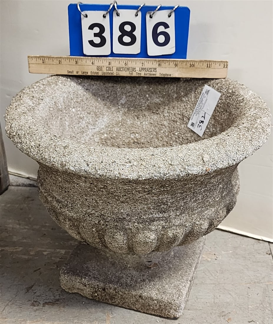 Cast Cement Urn 12" H X 15" Diam. (1 of 2)
