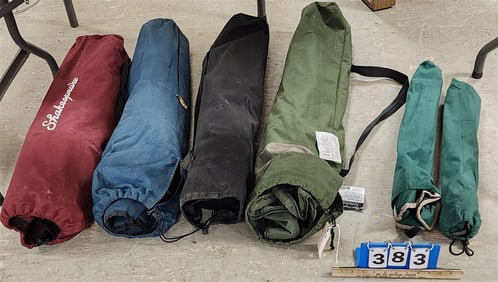 Lot 4 Bagged Folding Chairs + 2 Stools