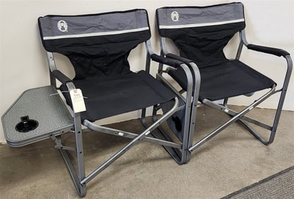 Pr. Coleman Folding Chairs w/Trays