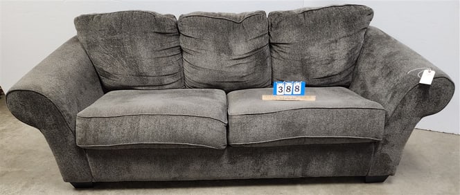 Gray Uphols. Sofa 34" H X 7'6" W X 24" D