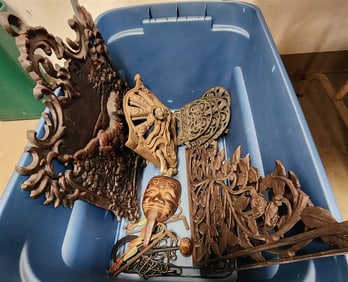 Tub Cast Iron - Plaque 21" X 20 1/2", Pr. Brackets 18 1/4" X 17 1/4", Stove Door + Brackets Etc.