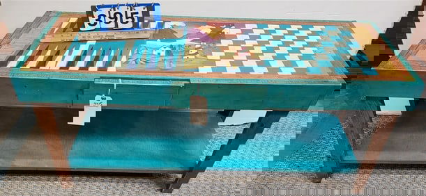 Folk Art 1 Drawer Coffee Table 19" H X 42 1/2" W X 15 1/2" D
