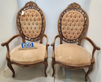 Pr. Gilt Framed Arm Chairs 47" H X 26 1/2" W X 21" D