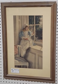 Framed Print "Looking Out O' Window "Sunshine" By Lady Laura Alma Tadema 17 1/2" X 9 1/2" w/Frame 25