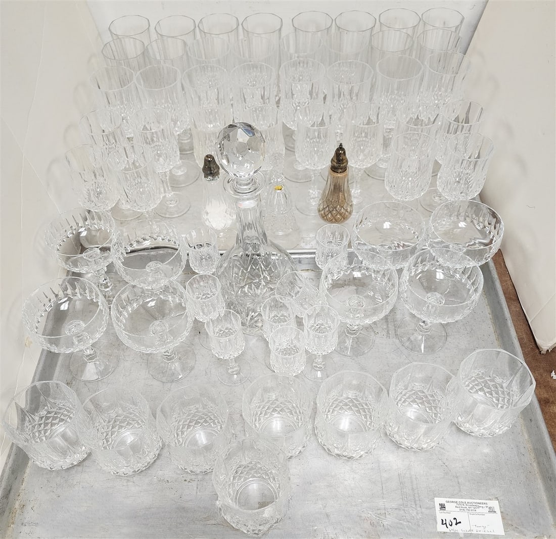 Tray 64 Pc. Stemware, Decanter, Salt/Pep + Bell  Schott Zweisel Crystal "Tango" (1 of 3)