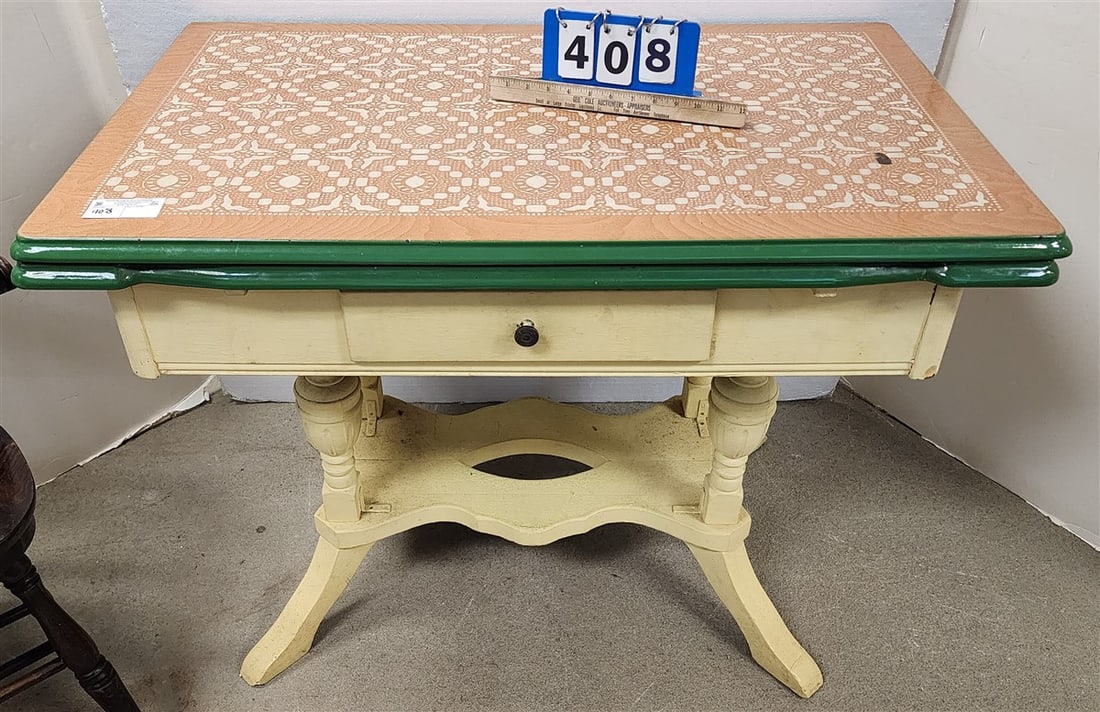 Mid Century Enamel Top Refectory Kitchen Table 30 1/2" H X 29 1/2" W X 25" D (1 of 5)