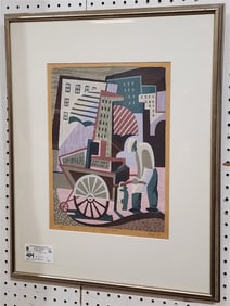 Framed Litho "Red Hot Franks" Pencil Sgnd L. Bibel '38   14 1/2" X 10 3/4" w/Frame 23 1/2" X 19"