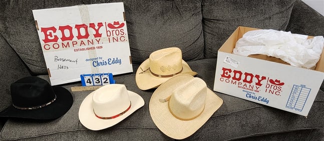 Hat Bx 4 Hats - 2 Eddy, Stagecoach Resistol, Fama Sombrero