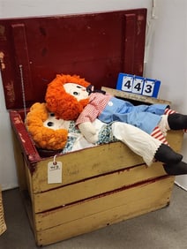 Toy Bx w/Dolls + Coll. Clothing 18 1/2" H X 25" W X 14" D