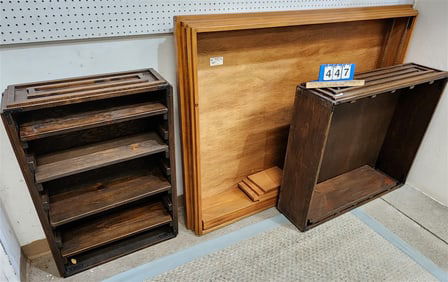 Lot 3 Bookcases 46" H X 63" W X 7 1/2" D, 33" H X 37 1/2" W X 9 1/2" D + 37" H X 24" W X 7 1/2" D
