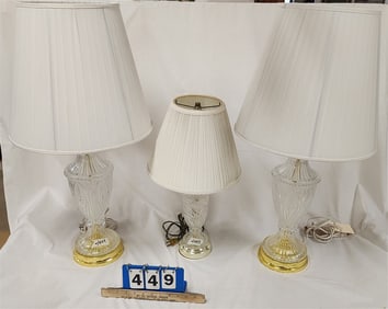 Pr. Crystal Table Lamps 31" + 1 Single 21"
