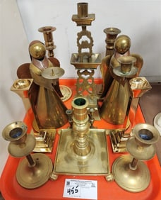 Tray 12 Brass Candlesticks
