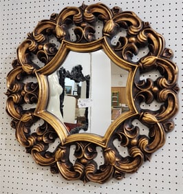Gilt Framed Mirror 30" Diam.